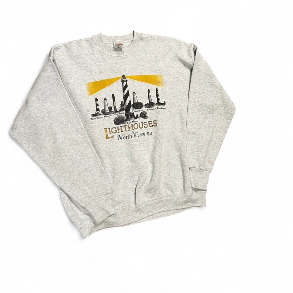 #vintage Gray Lighthouses North Carolina Men's crewneck